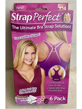 Women's Strap Perfect Bra Strap Solution One Size Clear Nude Black 6-Pack